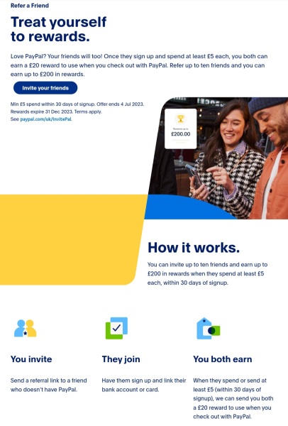 Paypal £20 free earn upto £200