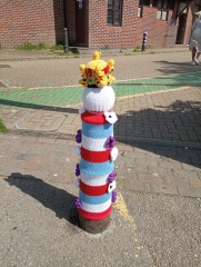 Crocheted post box royal toppers 