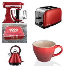 Opinions - blue kitchen units with red accessories?