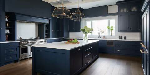 Opinions - blue kitchen units with red accessories?