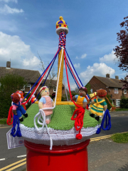 Crocheted post box royal toppers 