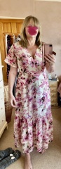 Hair up or down with this dress