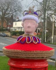 Crocheted post box royal toppers 