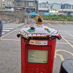 Crocheted post box royal toppers 