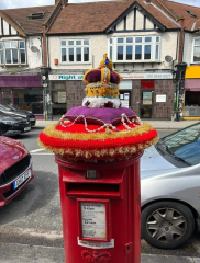 Crocheted post box royal toppers 