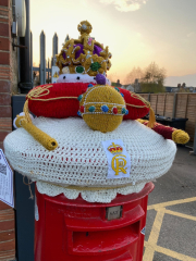 Crocheted post box royal toppers 