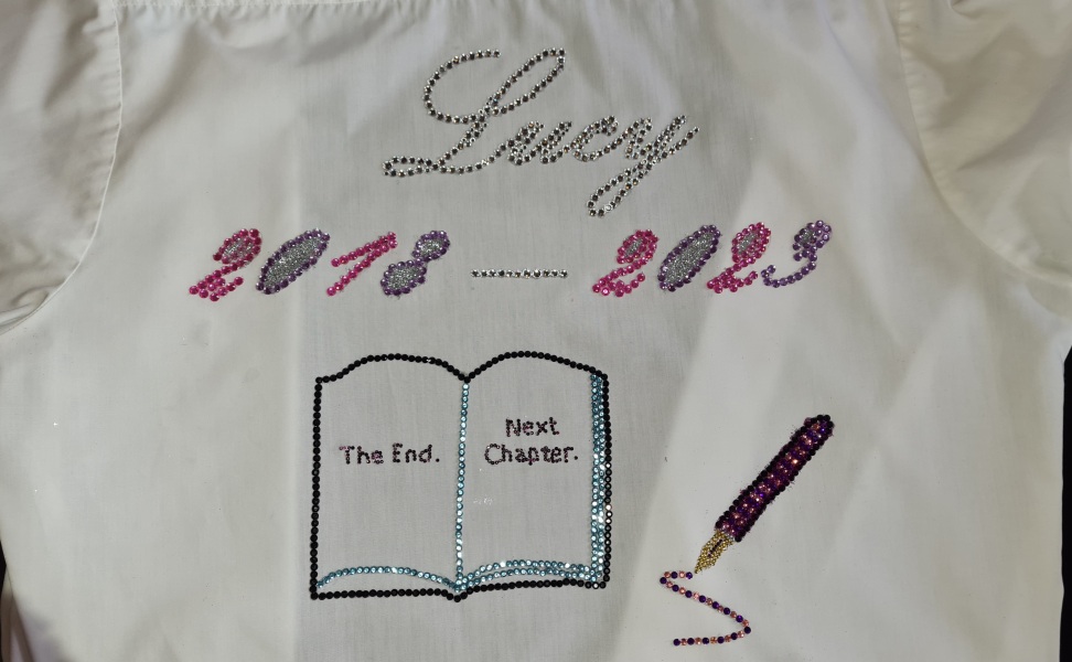 Dd1 is busily designing her leavers shirt for next week at school & trying to think of a Taylor Swift reference to bejewel it with