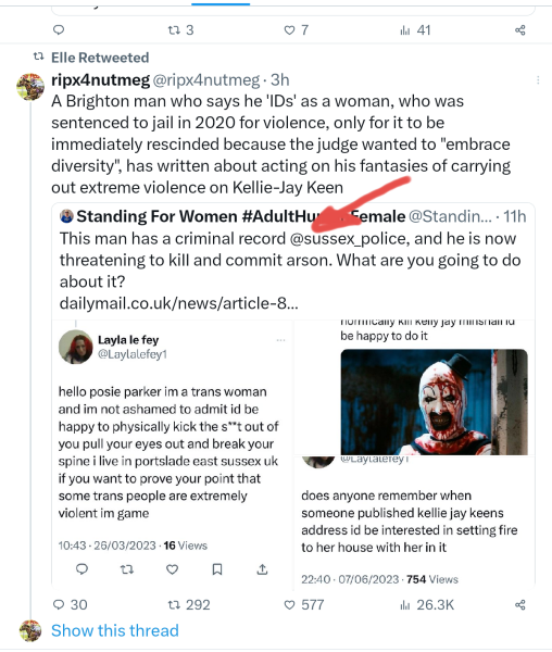Another TRA making violent threats