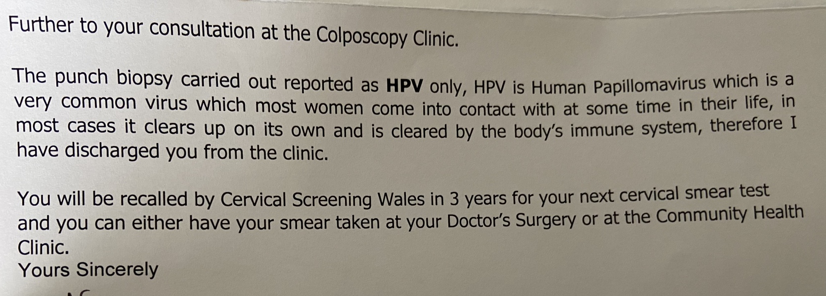 Colposcopy referral after 3 high risk hpv samples