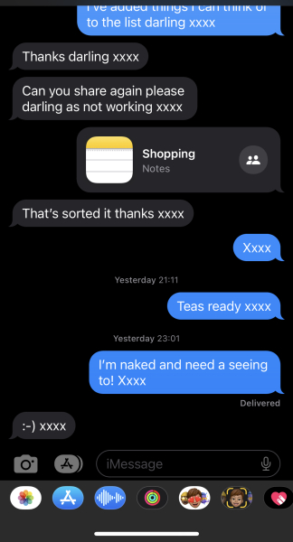 The last text conversation you had with your other half….and the date and how long you have been together….