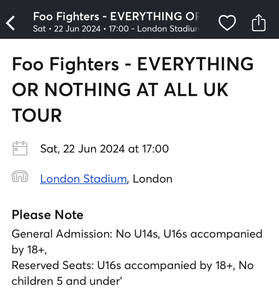 To take my daughter to a rock concert? 