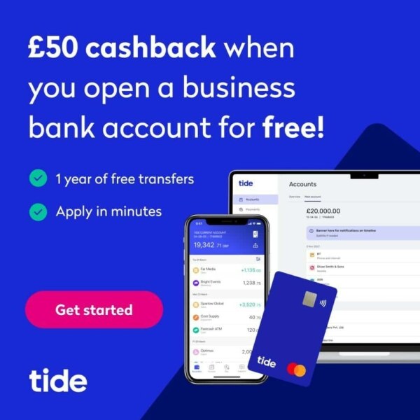 Tide bank free £50 cash