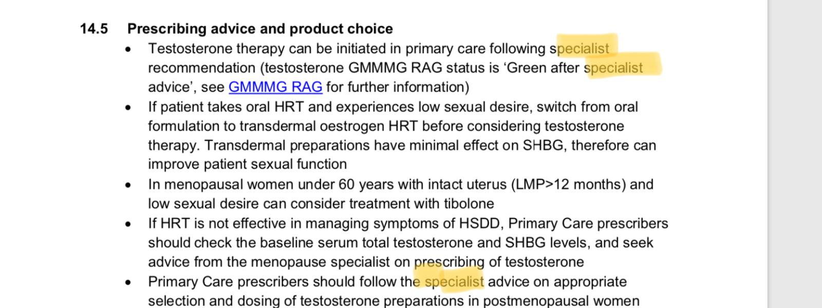 Testosterone levels