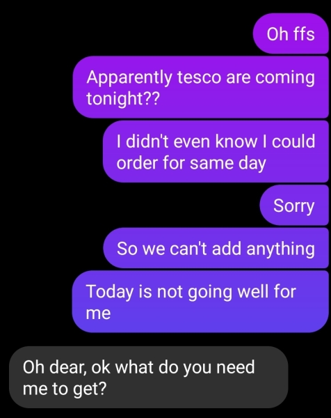 The last text conversation you had with your other half….and the date and how long you have been together….