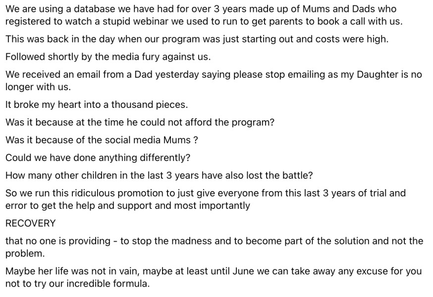 to warn you about this company offering solutions to child's anxiety and school refusal?