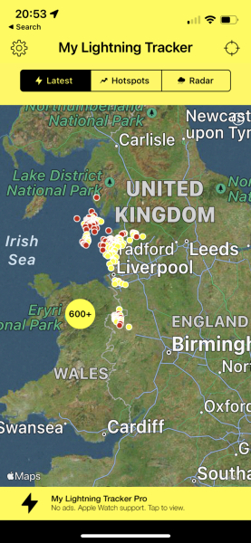 Amber warning for thunderstorms issued.