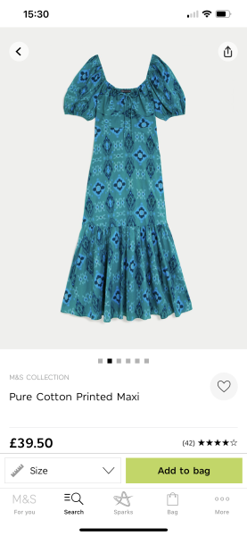 Cotton, patterned midi dress 16/18