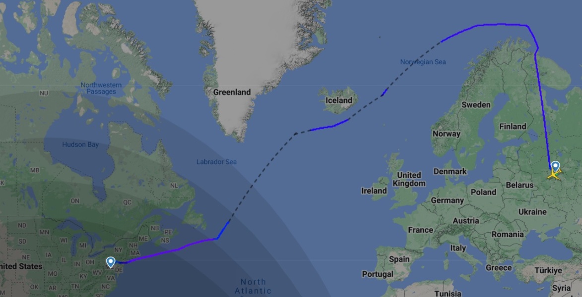 FLIGHTRADAR24 Russian plane to Washington ?
