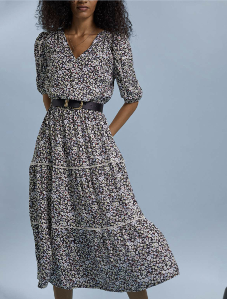 Cotton, patterned midi dress 16/18