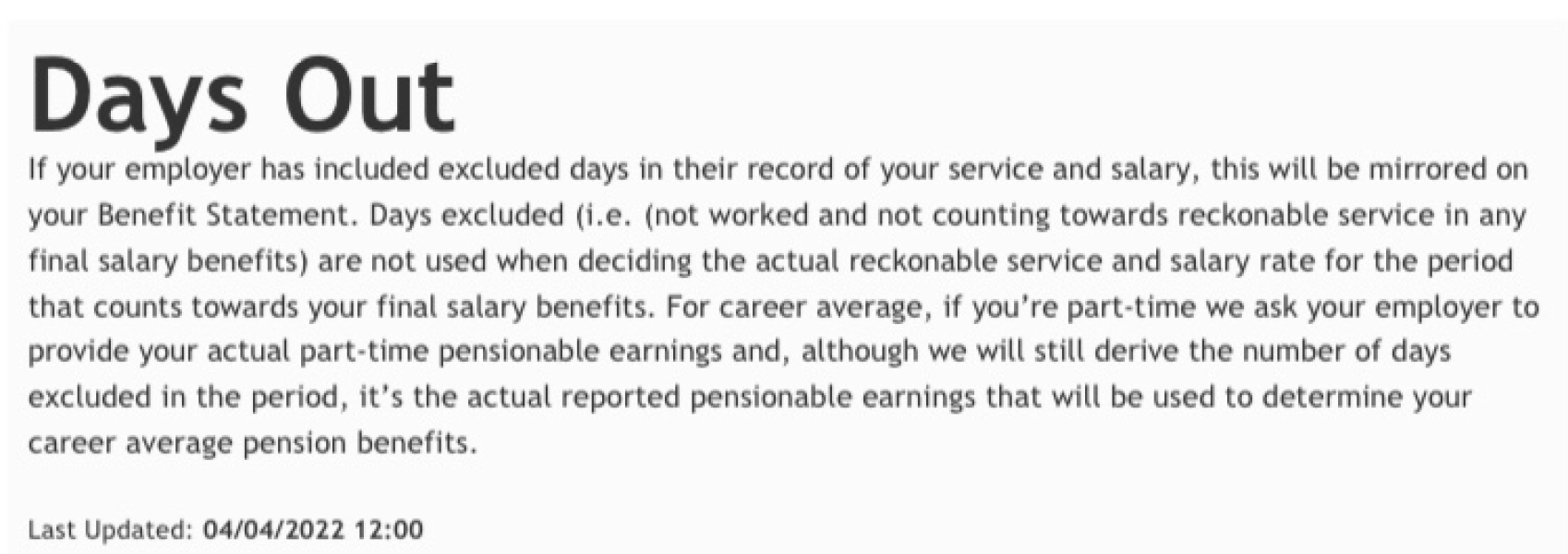 Pension - Days out?