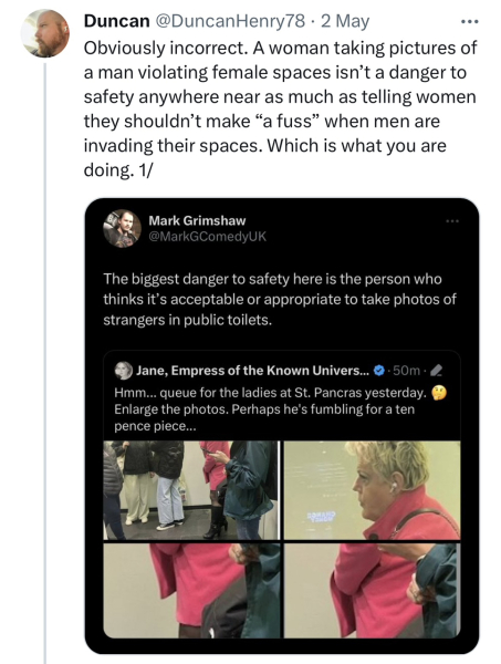 'I have no problem with trans women using women's toilets'