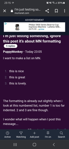 I’m just testing something, ignore this post it’s about MN formatting