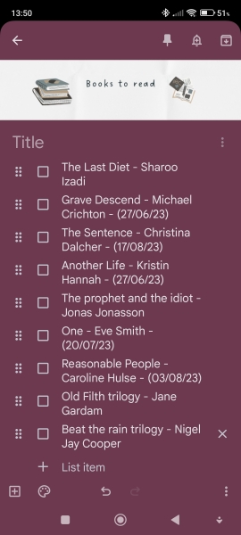 Has anyone got a Holiday Reading List yet?