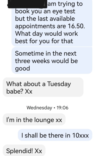 The last text conversation you had with your other half….and the date and how long you have been together….