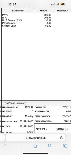 NHS June payslip