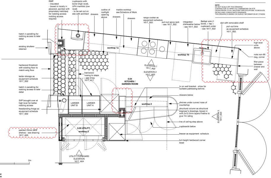 Open shelving in kitchen