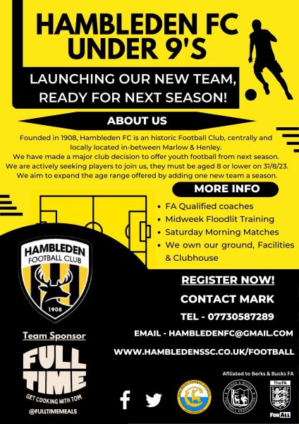 New Youth Football Team, Marlow/Henely/High Wycombe