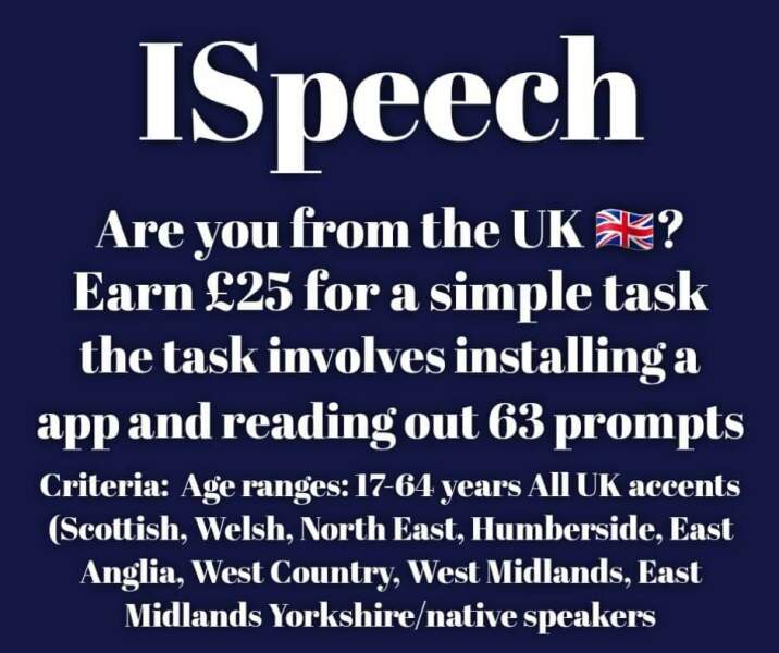 Get £25 for reading out 64 prompts shown on your phone screen easy task free to complete 