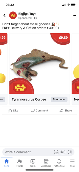 To ask wtf has my DH been searching for to return this advert?
