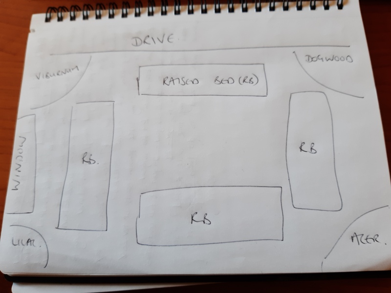 Square or round bed in front garden