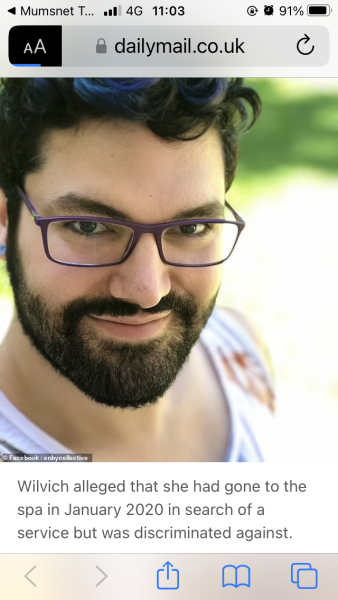 Bearded femme gains legal access to female only nude spa