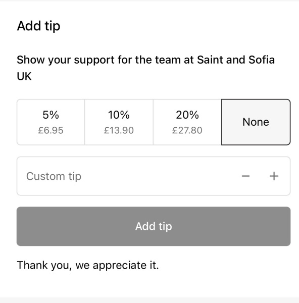Tipping on clothes orders?