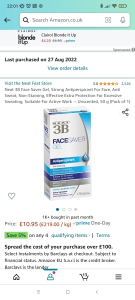 Facial antiperspirant