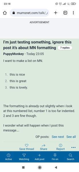 I’m just testing something, ignore this post it’s about MN formatting