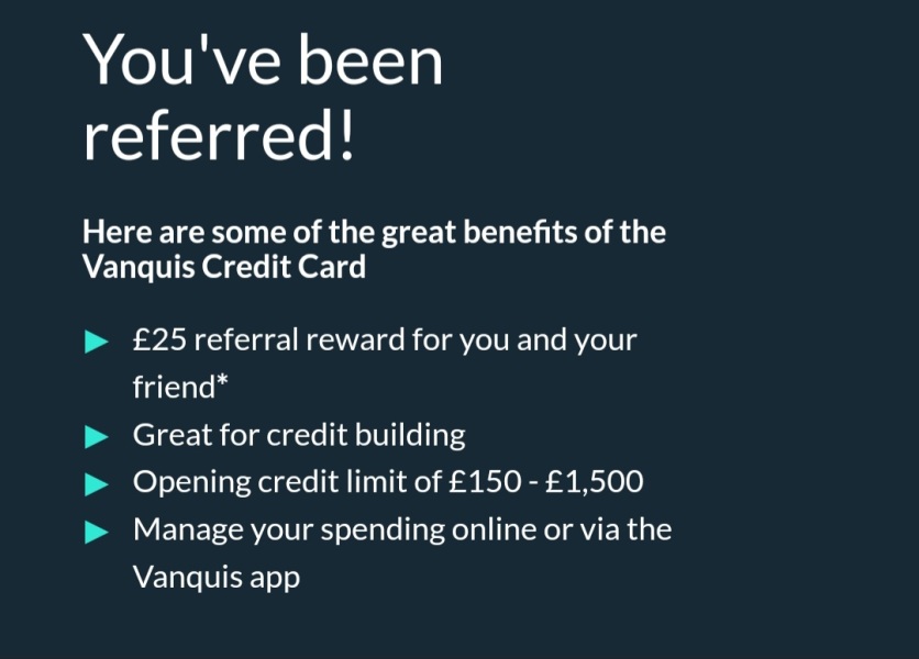 Vanquis £25 free