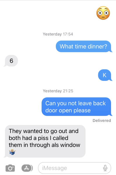 The last text conversation you had with your other half….and the date and how long you have been together….