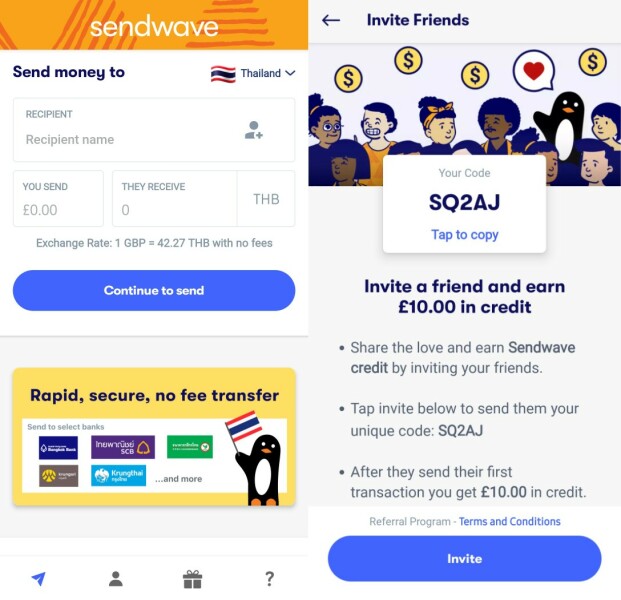 Sendwave free £10 