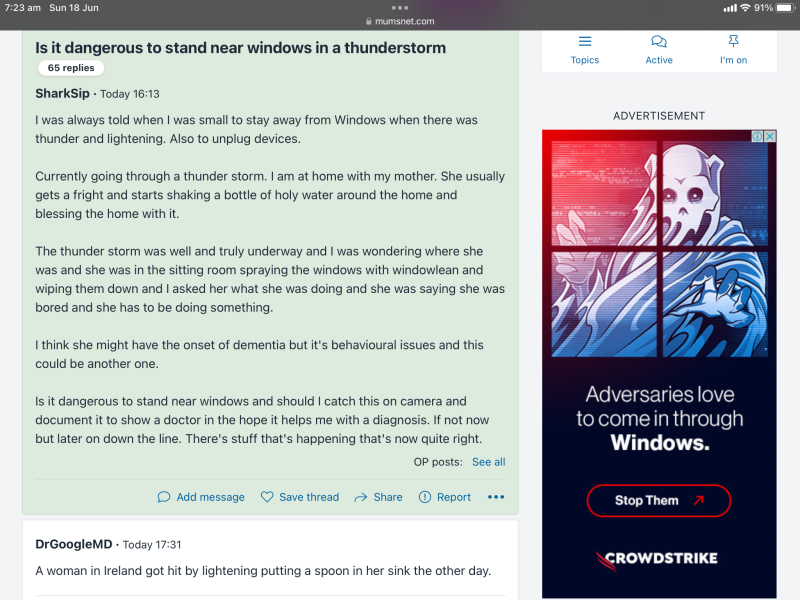 Is it dangerous to stand near windows in a thunderstorm