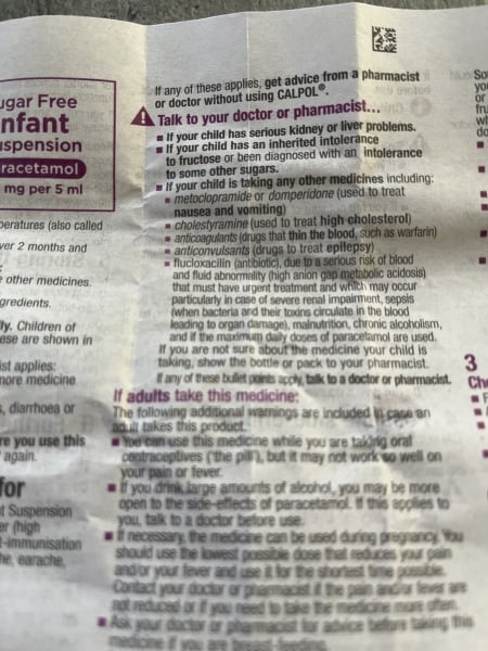 Flucloxacillin and calpol