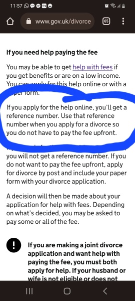 Reference number when i apply for a divorce online