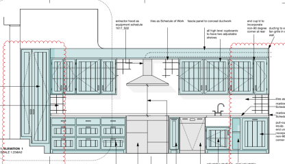 Open shelving in kitchen