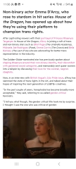 Emma D'arcy: "I thought ^I^ was the one who was critical of gender."