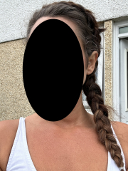 Olive skin, blonde hair