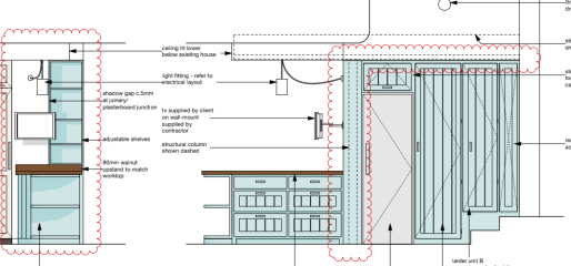 Open shelving in kitchen