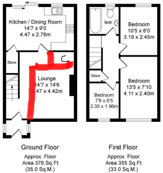 Parents sleeping in living room so child can have own room