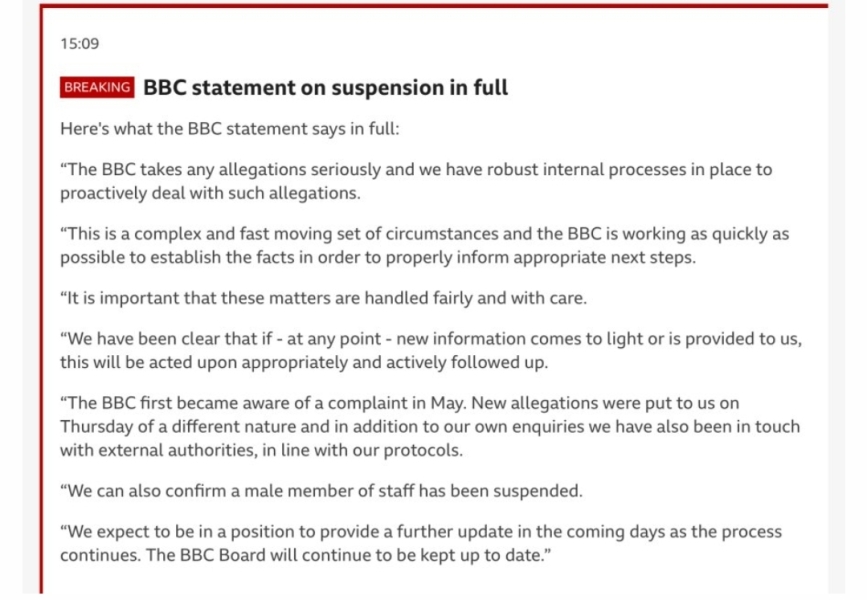 TV presenter allegations